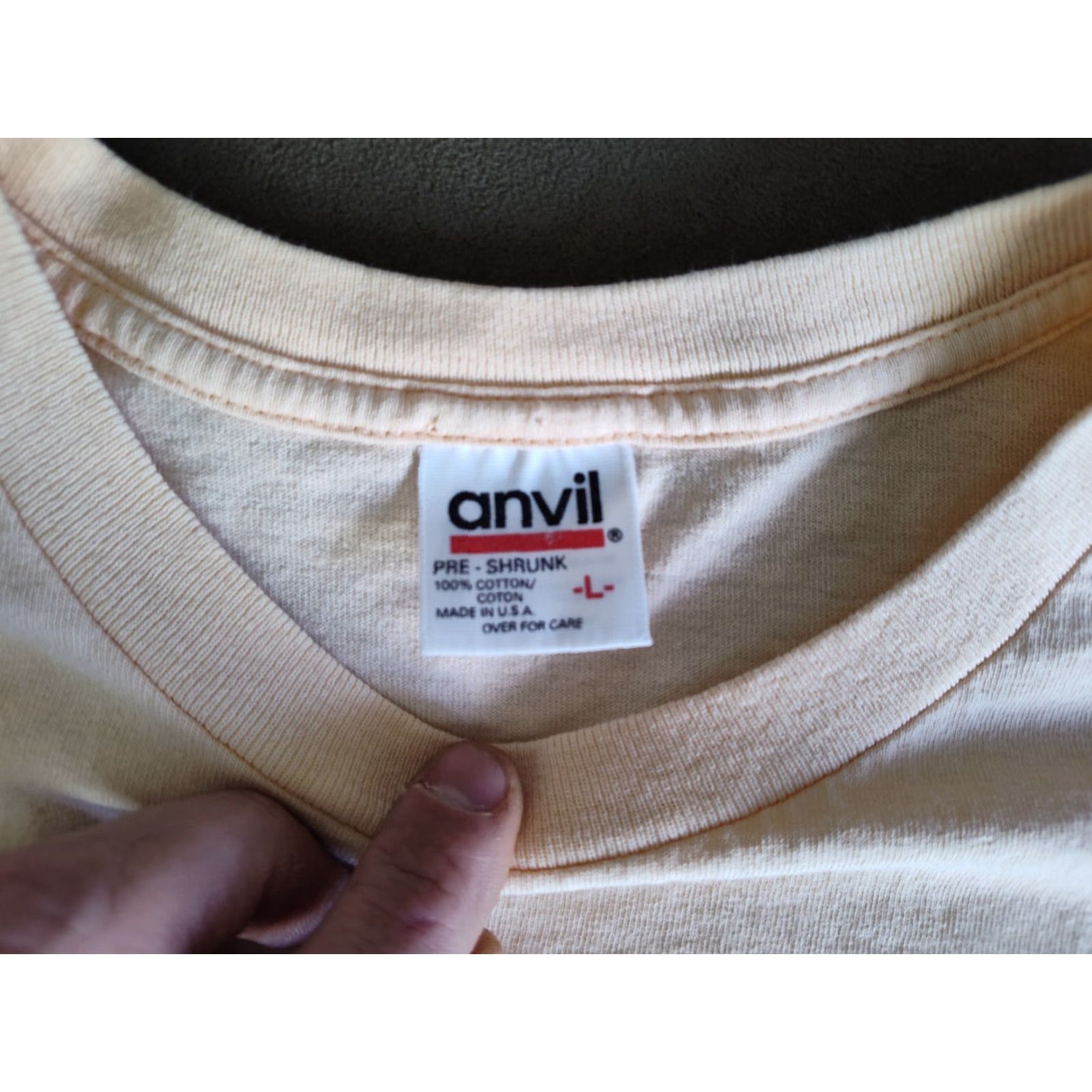 Anvil VINTAGE Anvil Halloween T-Shirt Embroidered Scarecrow Size L Peach Mens Size US L / EU 52-54 / 3 - 6 Thumbnail