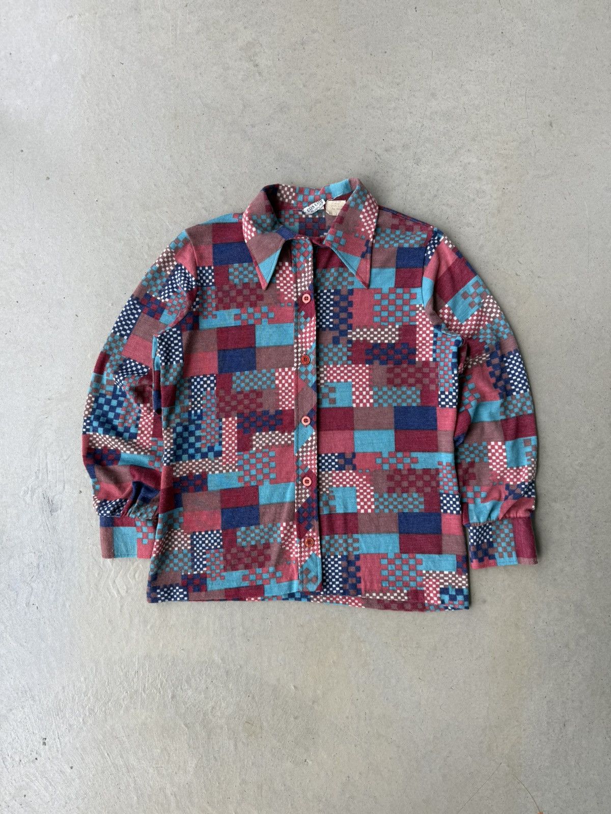 Vintage Vintage 1970s Patchwork Print Long Sleeve Button Up Shirt Size US M / EU 48-50 / 2 - 1 Thumbnail