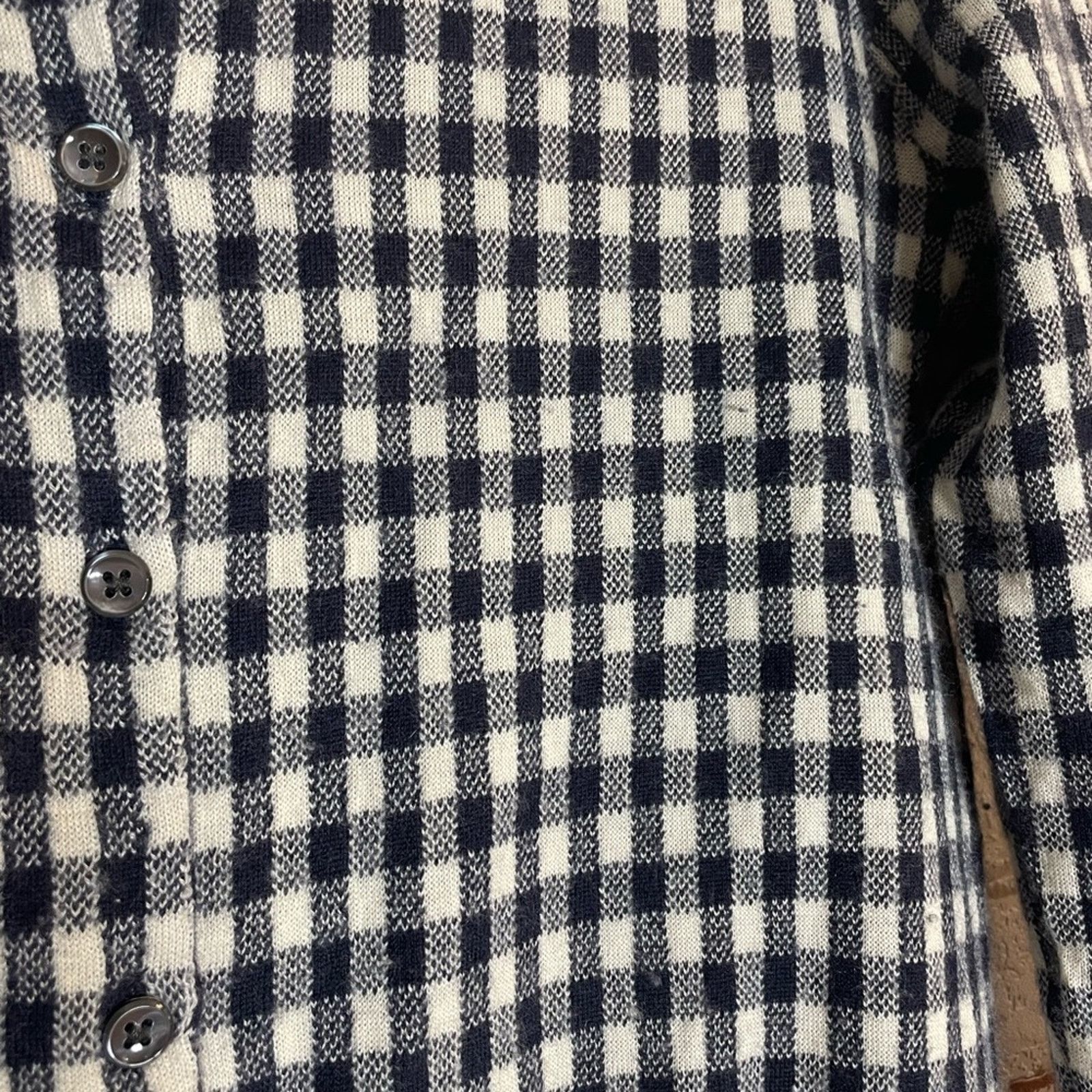 J.Crew J. Crew 100% Cashmere Navy and Cream Checkered Cardigan Size S / US 4 / IT 40 - 3 Thumbnail