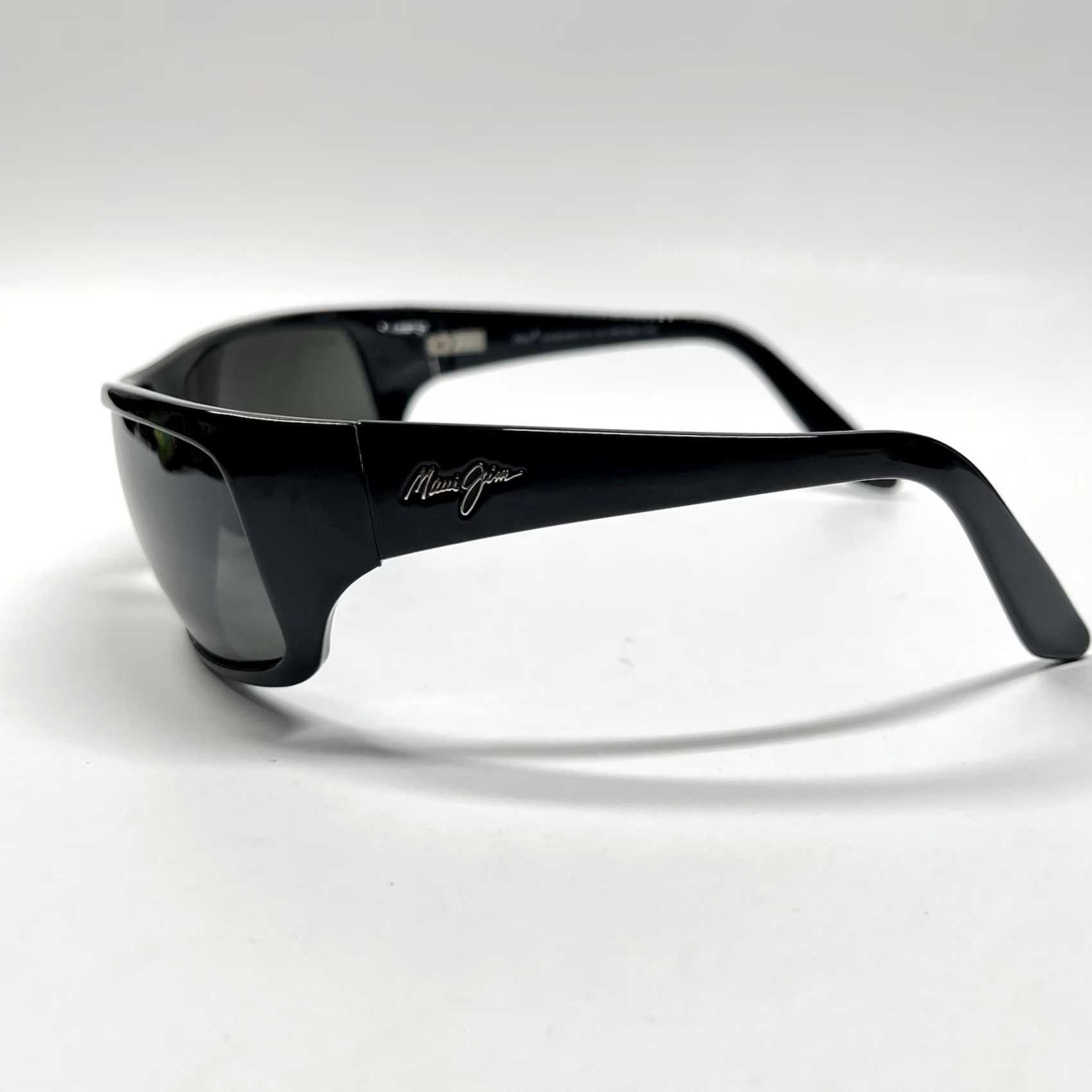 Maui Jim Maui Jim Peahi Sunglasses MJ 202-02 Gloss Black Frame W/ Grey Lenses Polarized Men UV Protection Wrap Sunglasses Wrap Black Mens Size ONE SIZE - 5 Thumbnail