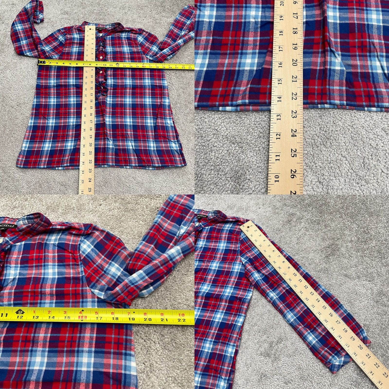 J.Crew J.CREW Button-Up Shirt Womens XS Gray Plaid Flannel Ruffle Half Button Up Shirts Womens XS Multi-Color Pattern Casual Top Size XS / US 0-2 / IT 36-38 - 8 Thumbnail
