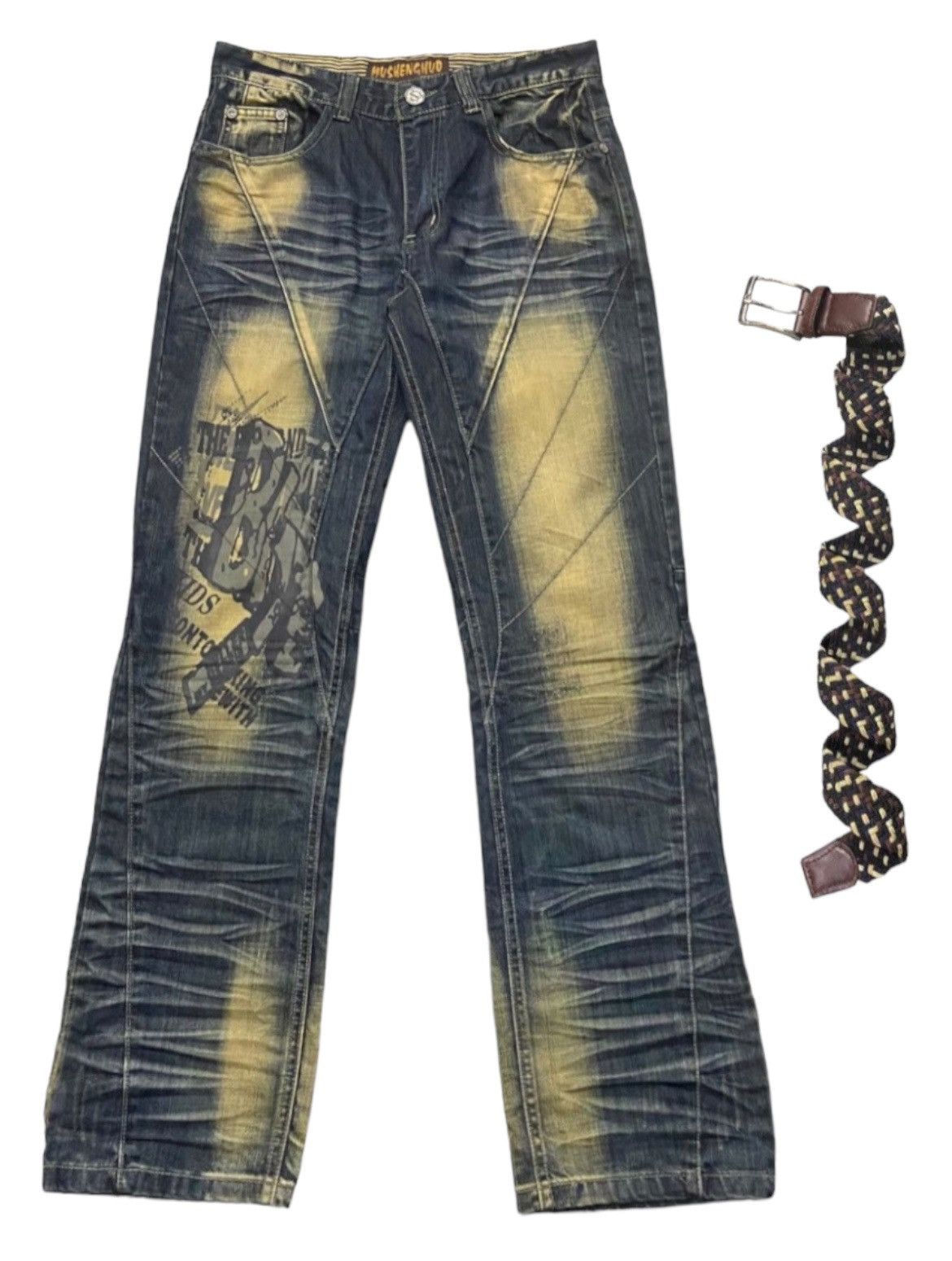 Japanese Brand Mushenghuo Japan Mud Wash Denim Pants With Belt Size US 32 / EU 48 - 3 Thumbnail
