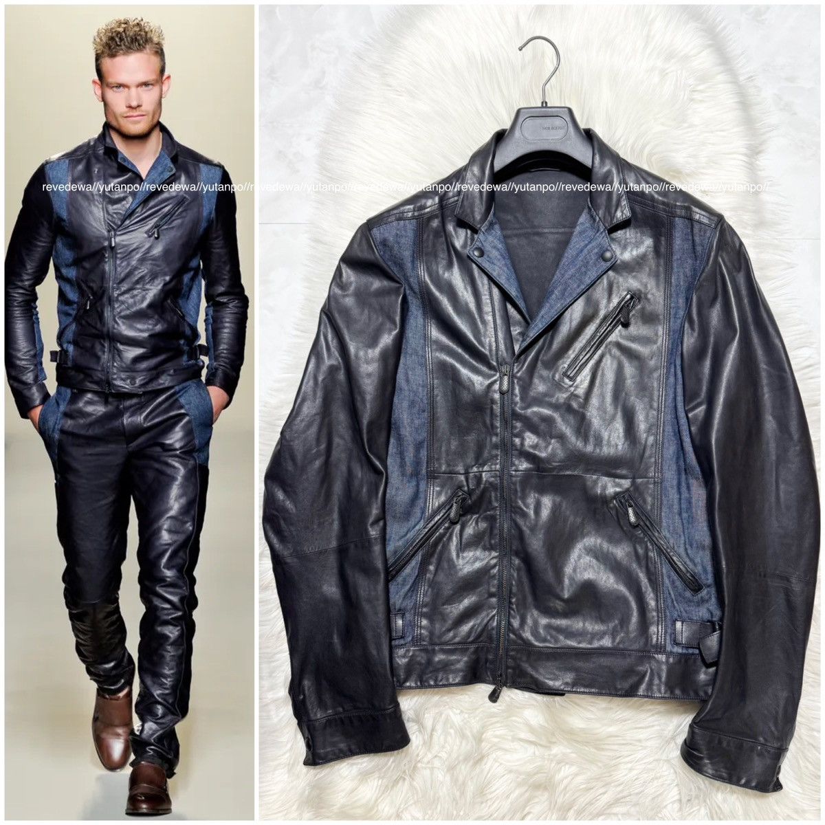 Bottega Veneta Bottega Veneta denim leather jacket size 50 black blue Size US M / EU 48-50 / 2 - 1 Thumbnail
