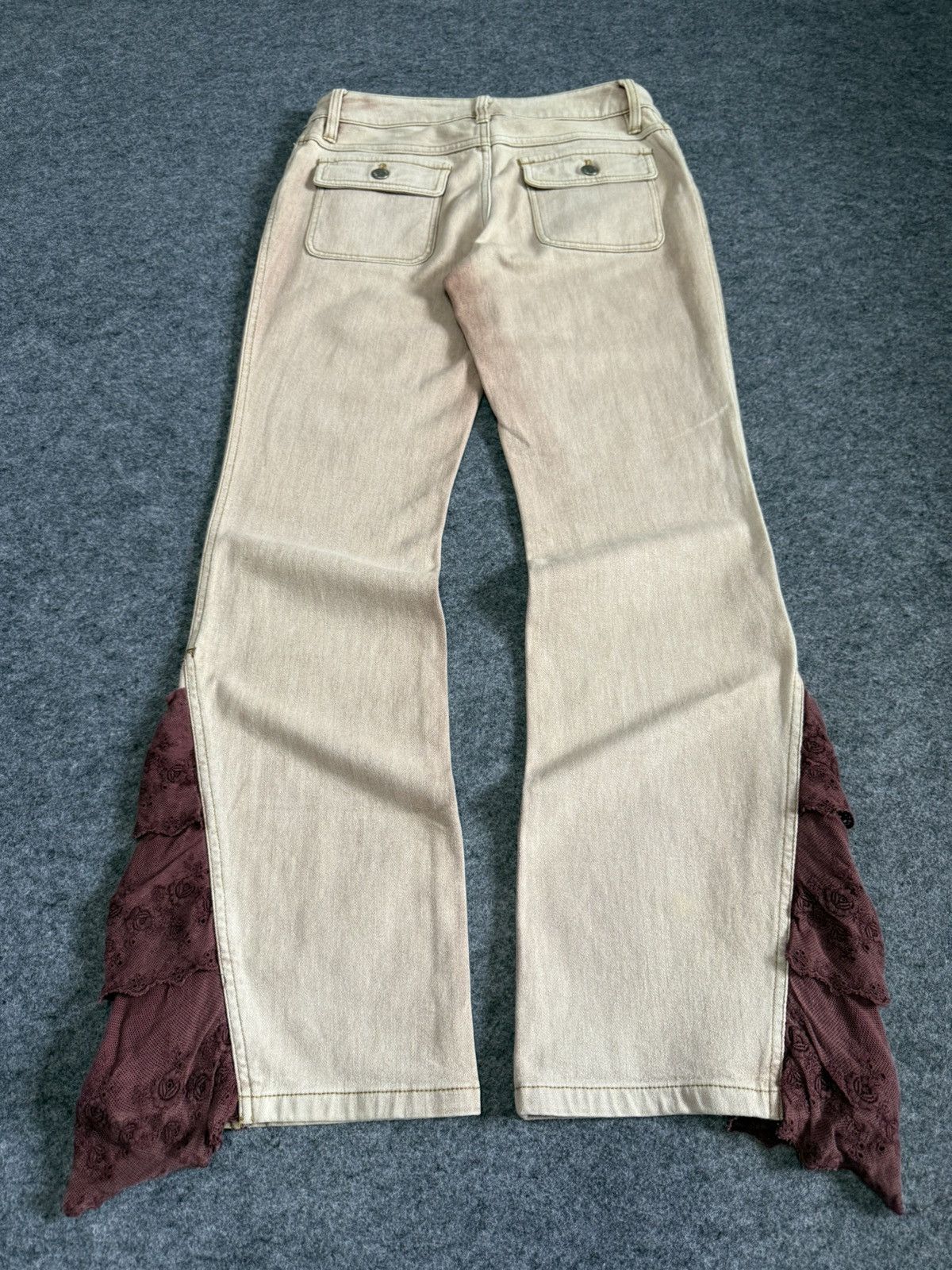Hysteric Glamour Pink House Deconstructed Boho Appliqué Flared Jeans Size US 27 - 2 Thumbnail