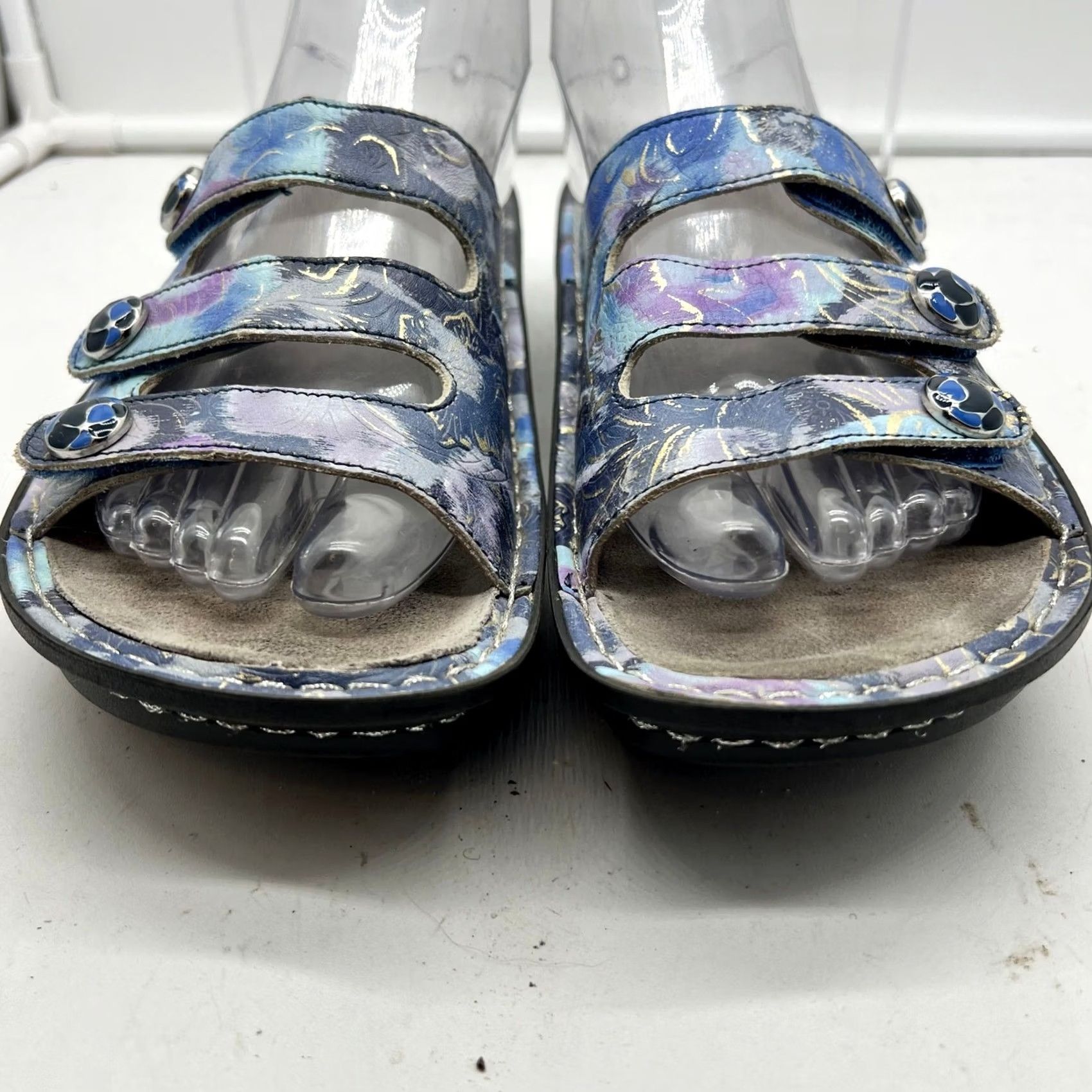 Vintage Alegria Slide Womens Blue Sandals Fiona Strap Slides Leather FIO Size US 10 / IT 40 - 4 Thumbnail