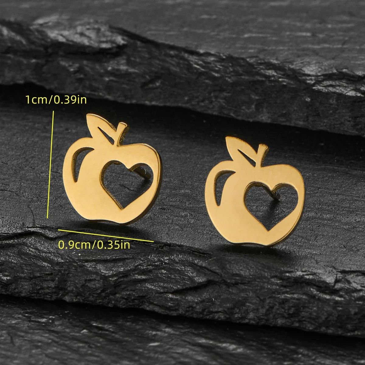 Jewelry Apple Love Heart Mini Stud Earrings Charm Earring Gift Size ONE SIZE - 2 Thumbnail