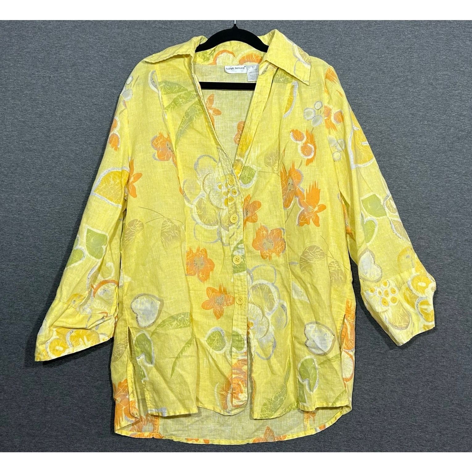 Harve Benard Harve Benard | Floral Blouse Linen Cotton Blend | Medium Size M / US 6-8 / IT 42-44 - 1 Thumbnail