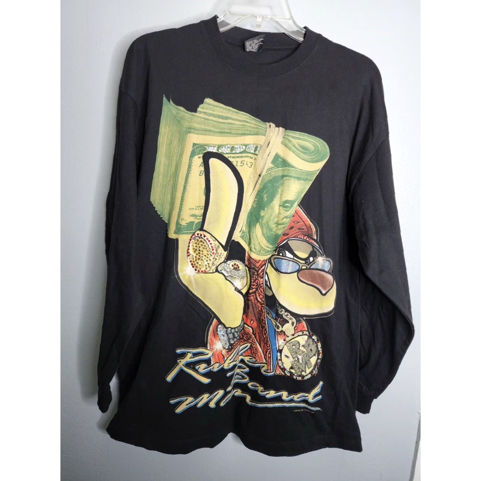 Vintage VINTAGE IBS T-Shirt Mens 2XL Short Sleeve Crew Neck Band Graphic Black 2000s Y2K Rubber Band Man Hip Hop Bling Money Size US XXL / EU 58 / 5 - 2 Thumbnail