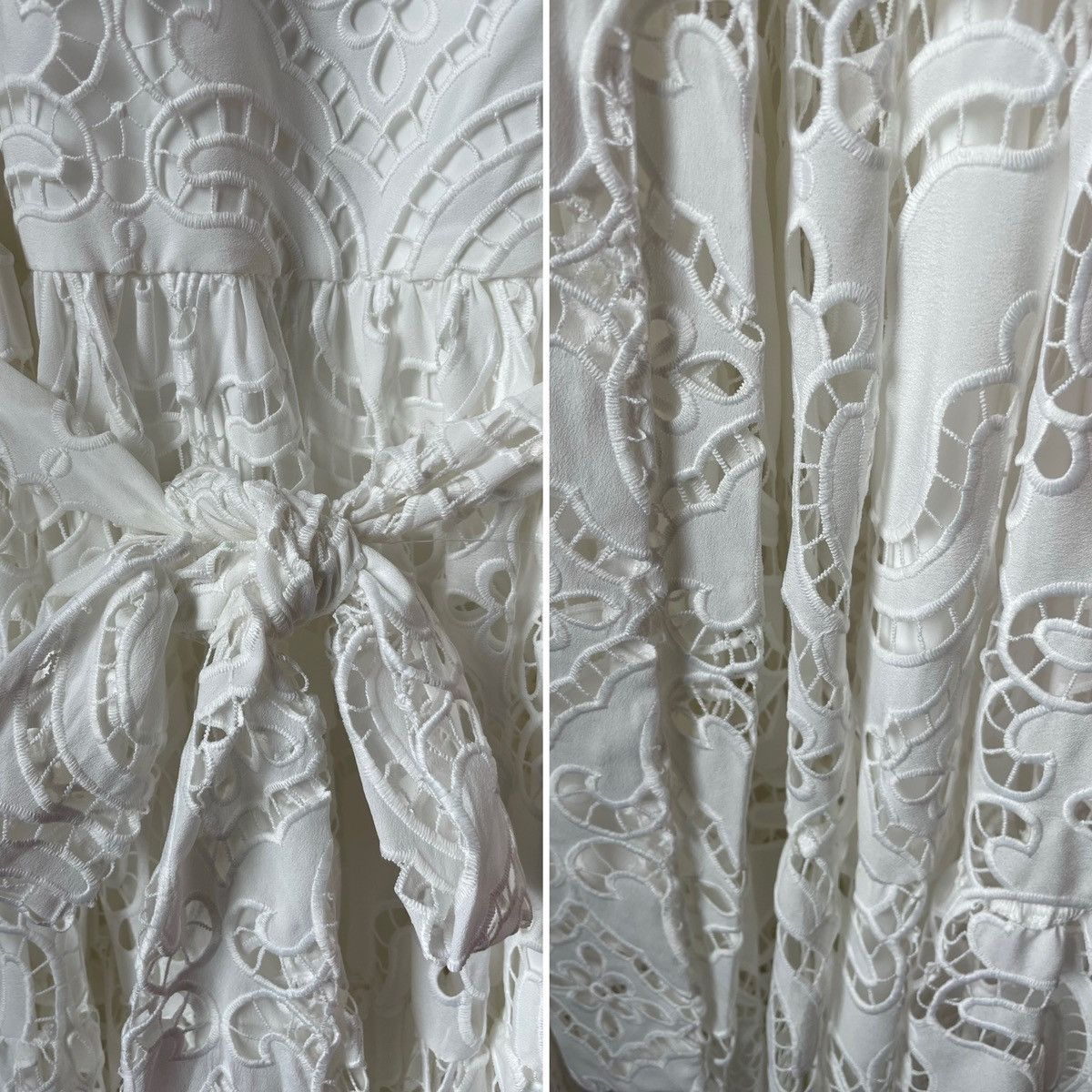 Badgley Mischka Broderie Anglaise Midi Dress Size XS / US 0-2 / IT 36-38 - 2 Thumbnail