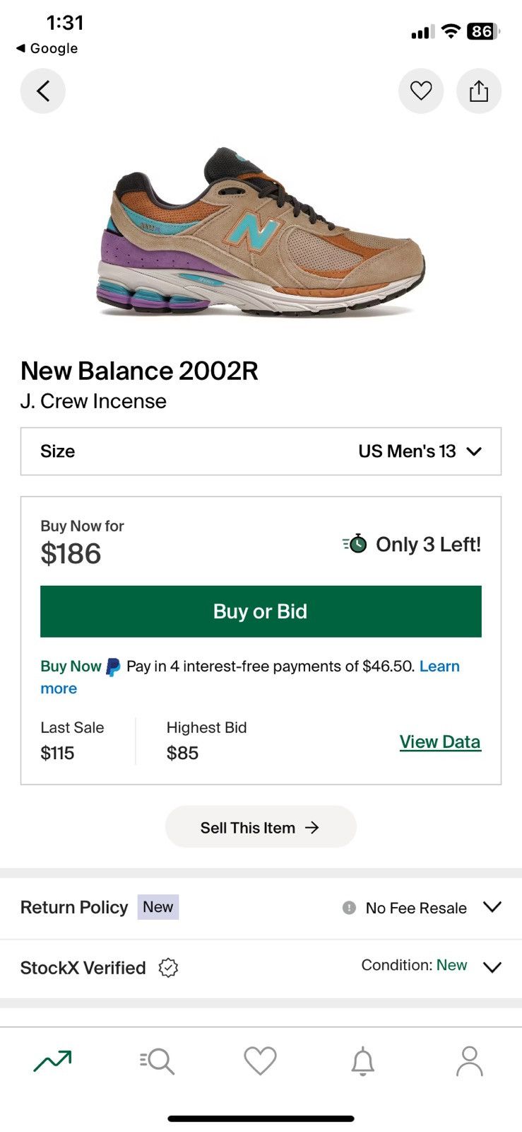 J.Crew × New Balance J Crew x New Balance 2002R sneakers Rain cloud/prism purple Size US 13 / EU 46 - 19 Thumbnail