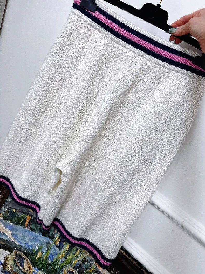 Chanel Chanel 23p beige knitted threaded pink blue edge trousers Size 25" / US 0 / IT 36 - 3 Thumbnail