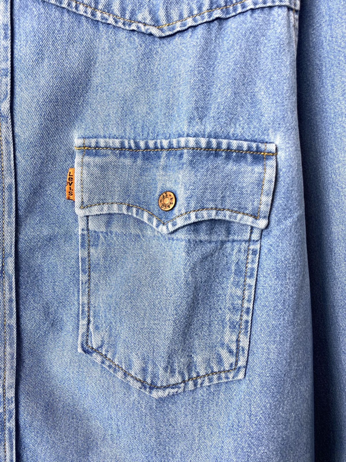 Levi's Rare! 70’s Vintage Levi’s Denim Shirt Western Orange Tab Size US L / EU 52-54 / 3 - 4 Thumbnail