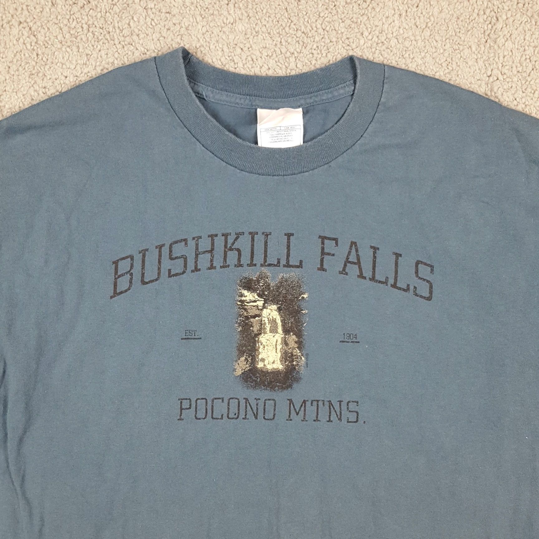 Etro VINTAGE 90s Bushkill Falls Pocono Mountains Outdoor Nature Men's XL T-Shirt Blue Cotton Retro Y2K Size US XL / EU 56 / 4 - 2 Thumbnail