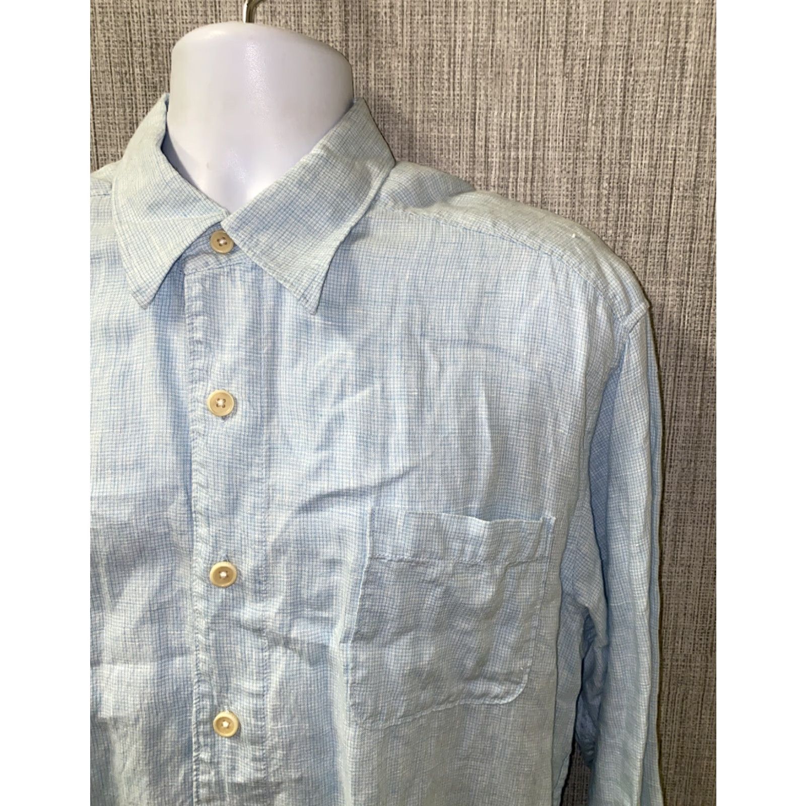 Tommy Bahama Tommy Bahama Shirt Mens Blue Linen Long Sleeve Button Front L Casual Solid Button-Up Collared Regular Neckline Vintage No Size US L / EU 52-54 / 3 - 2 Thumbnail