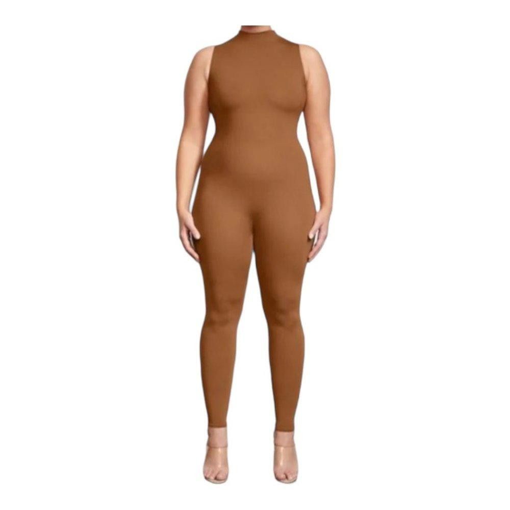 Designer CT161 NWT Skims Sleeveless Mock Neck Catsuit Caramel 4X Size 30" / US 8 / IT 44 - 1 Thumbnail