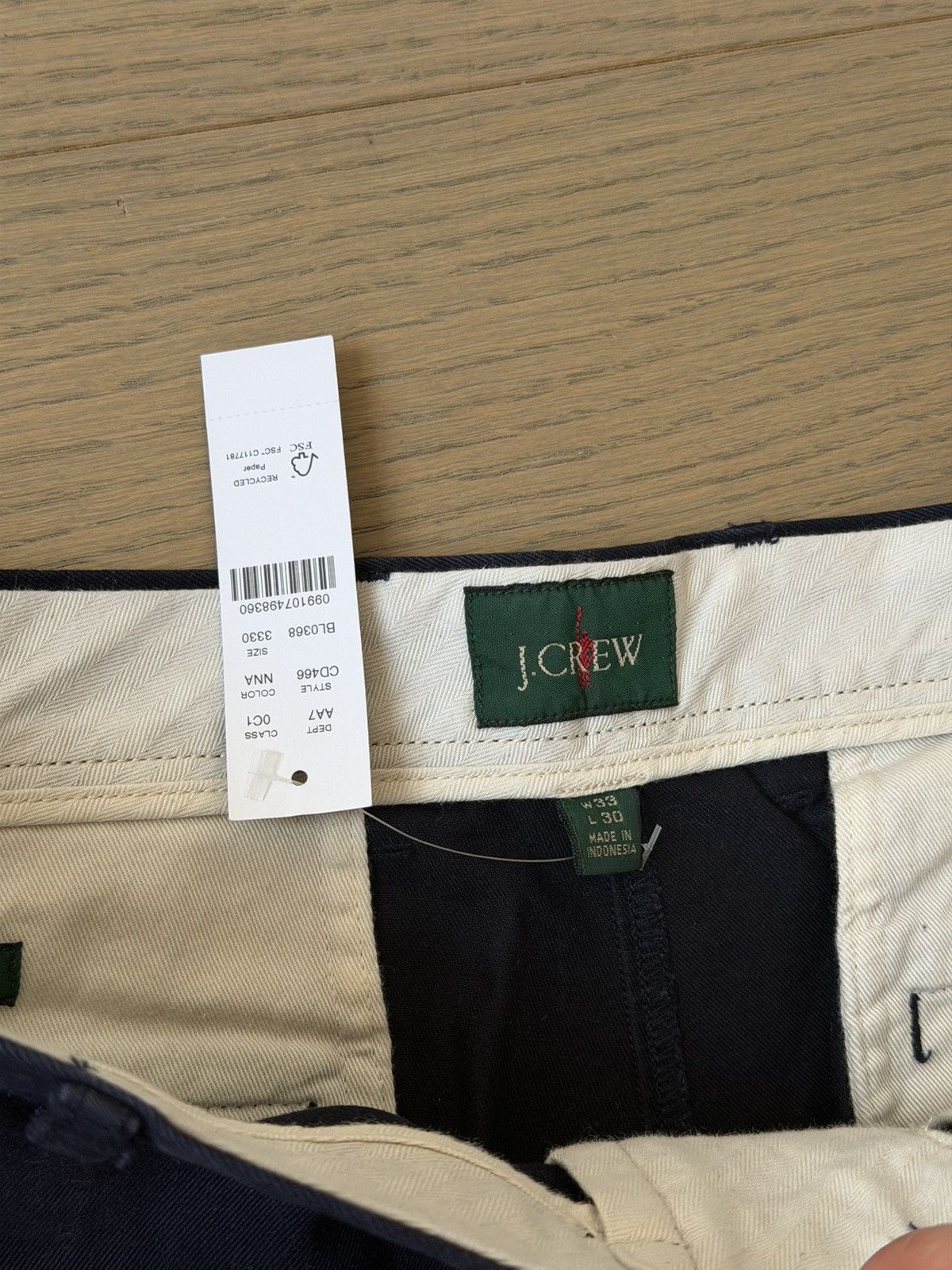 J.Crew Navy Straight Fit Chinos NWT 33x30 Size US 33 - 3 Thumbnail