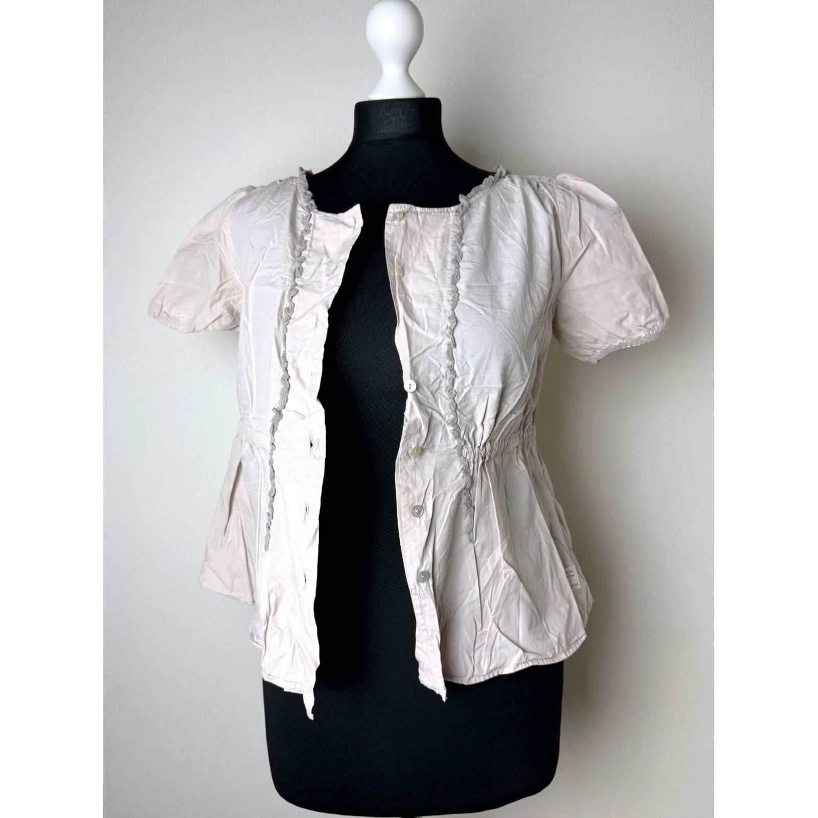 Vintage Odd Molly Blouse Shirt Womens Cotton Multicoloured Size 1 XS/S Short Sleeve 100% Cotton Size XS / US 0-2 / IT 36-38 - 2 Thumbnail