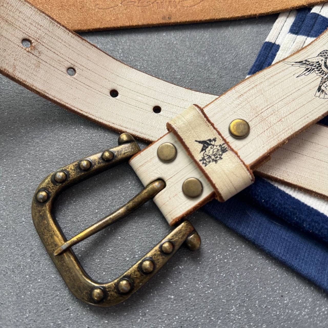 Ed Hardy × Vintage Ed Hardy X Christian Audigier Vintage Unisex Leather Belt Size ONE SIZE - 5 Thumbnail