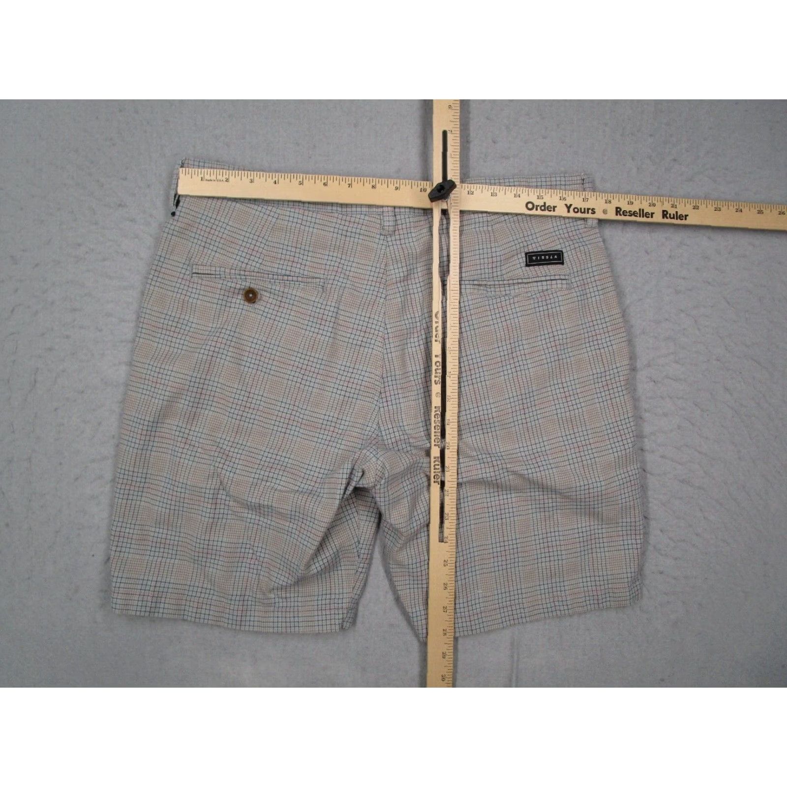 Vissla Vissla Mens Gray Plaid Walk Shorts 9" Knit Cotton Blend Chino Beach Skate Casual Weekender 34 Men Size US 34 / EU 50 - 5 Thumbnail
