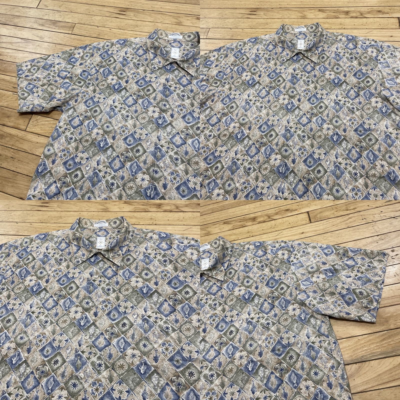 Vintage VINTAGE Burma Bibas Shirt Men 2XL Short Sleeve Button-Up Madras Plaid Fish Print Green 90s 2XL Mens Size US XXL / EU 58 / 5 - 10 Thumbnail
