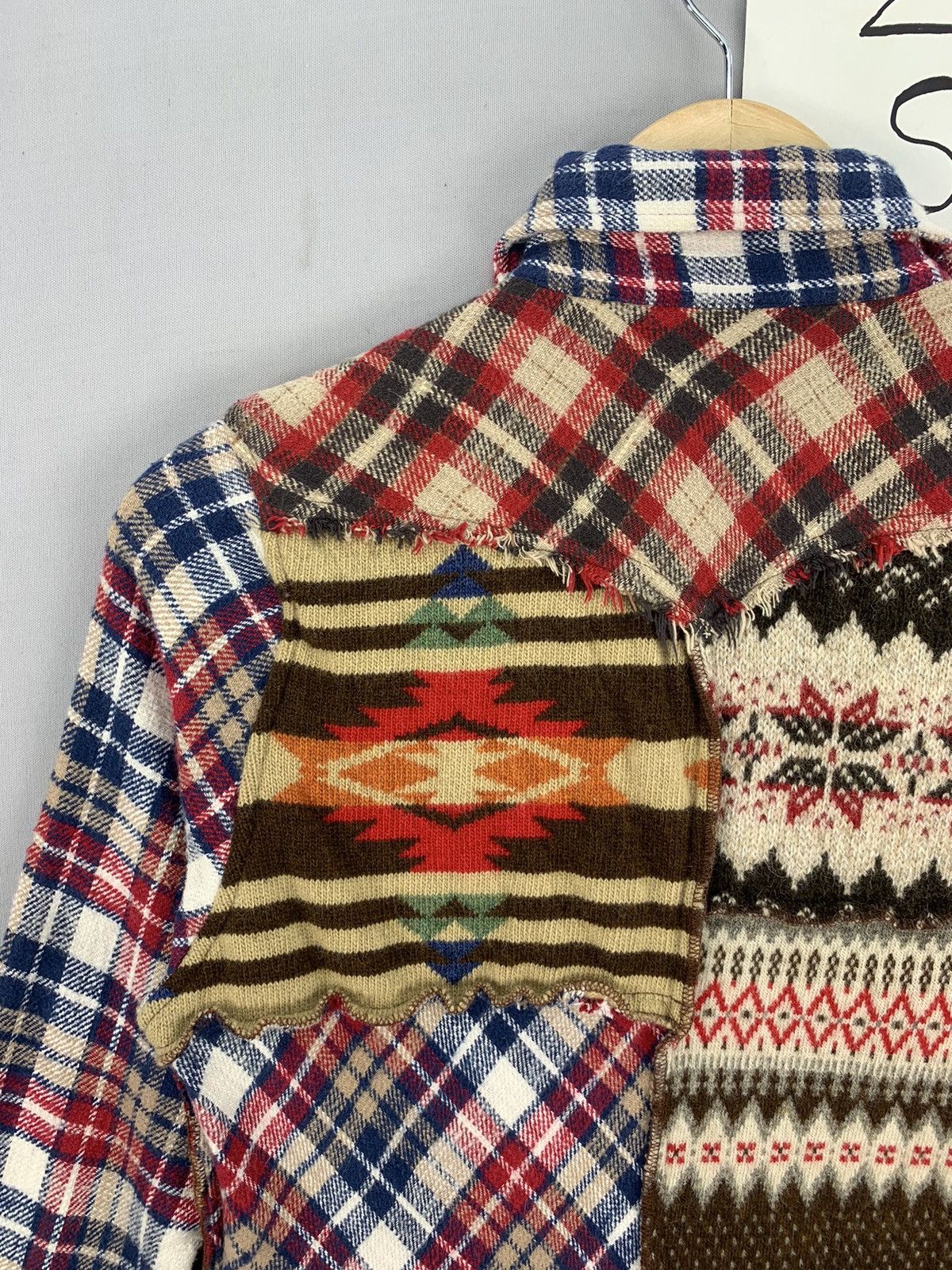 Japanese Brand Rare Navajo Patchwork Knitted Flannel Size XXS / US 00 / IT 34 - 12 Thumbnail