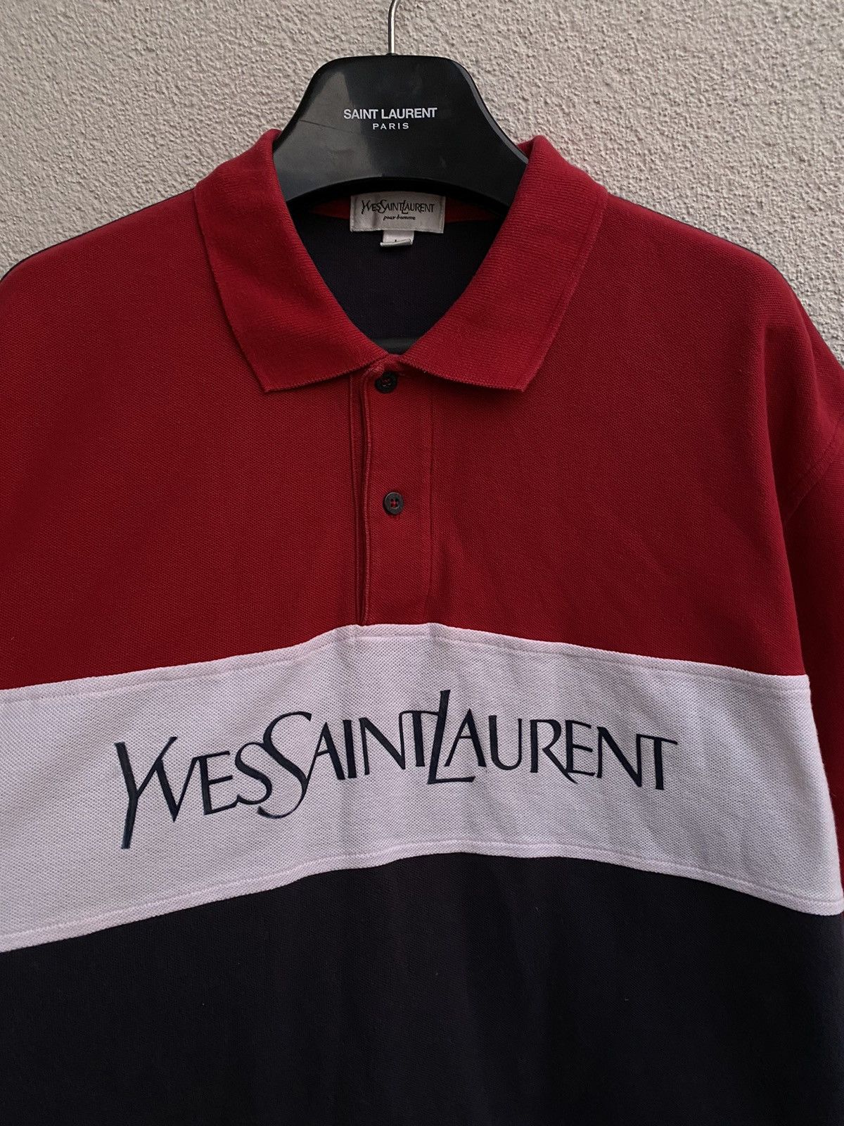 Yves Saint Laurent Big Logo YSL Polo Shirt Size US L / EU 52-54 / 3 - 9 Thumbnail