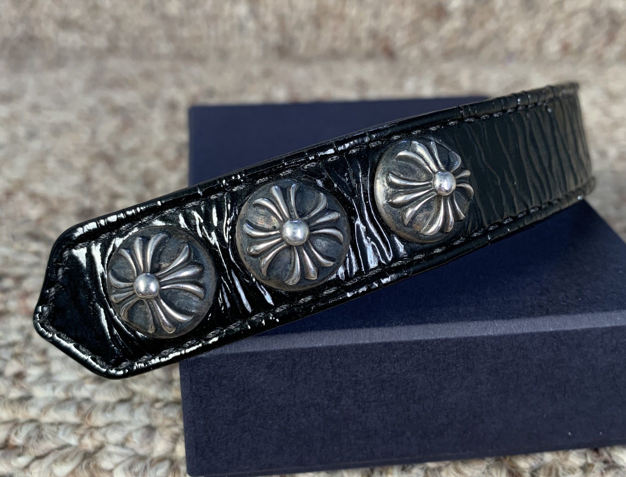 Chrome Hearts Chrome Hearts Patent Leather Silver Snap Bracelet Size ONE SIZE - 6 Thumbnail