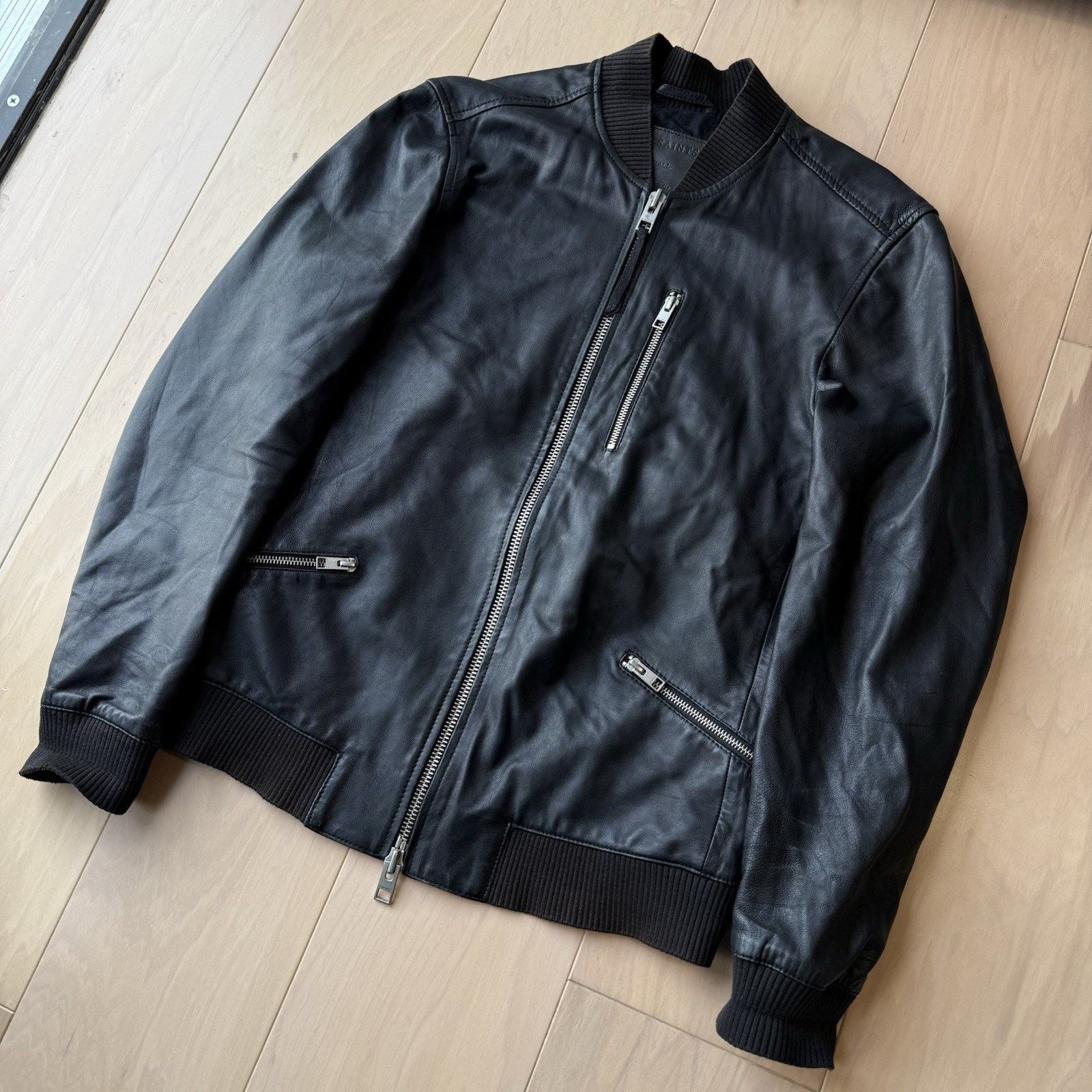 Allsaints All Saints Utility Bomber Jacket S Black Leather Full Zip Size US S / EU 44-46 / 1 - 9 Thumbnail