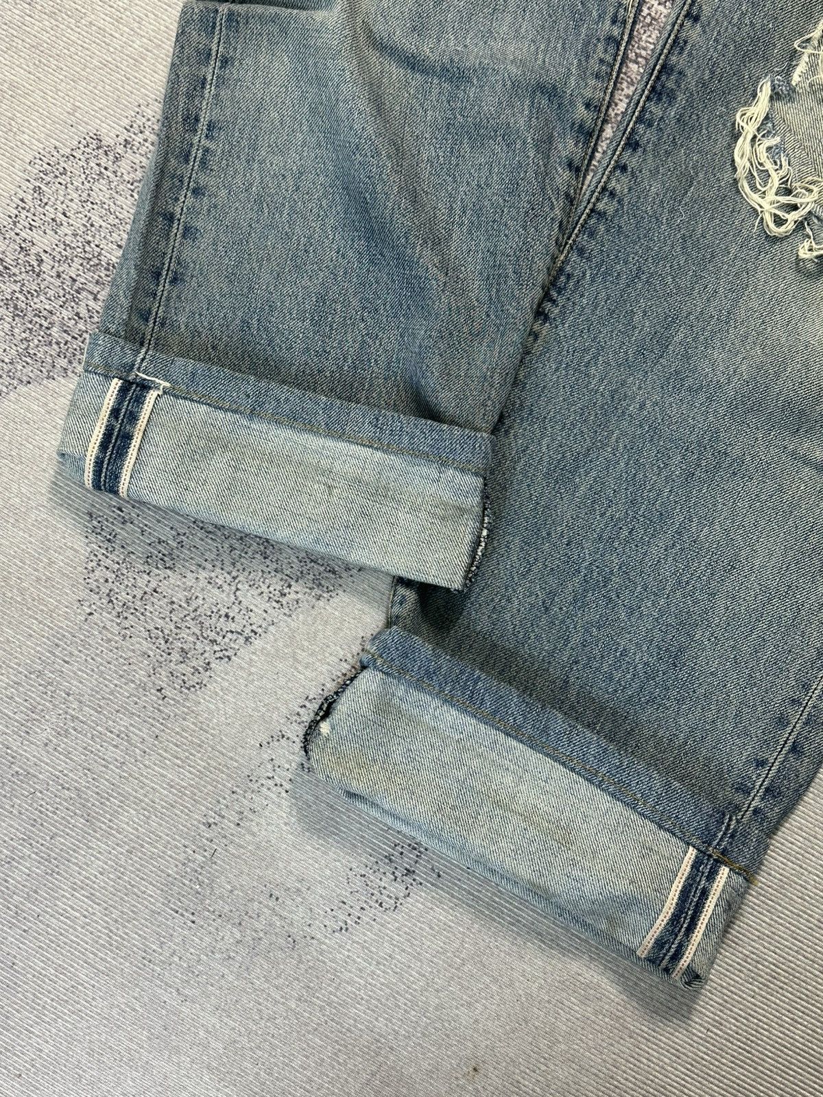 Kapital Vintage Levis 501 Button J22 Selvedge Distressed Denim Jeans Size US 27 - 11 Thumbnail