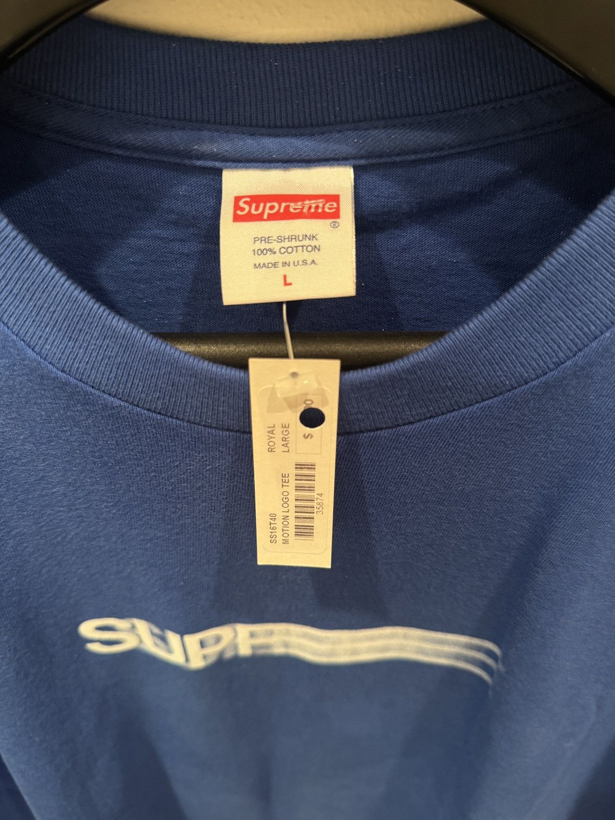Supreme Supreme Motion Logo Tee Royal Blue SS16 Size US L / EU 52-54 / 3 - 2 Thumbnail