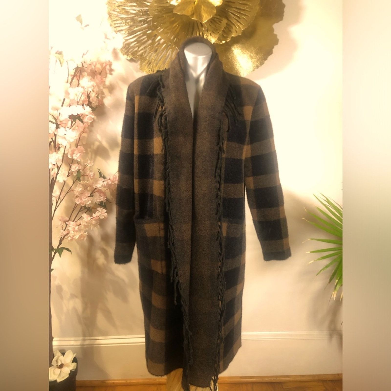 Other Long cardigan sweater checkered brown and back. Lysse Size M / US 6-8 / IT 42-44 - 1 Thumbnail