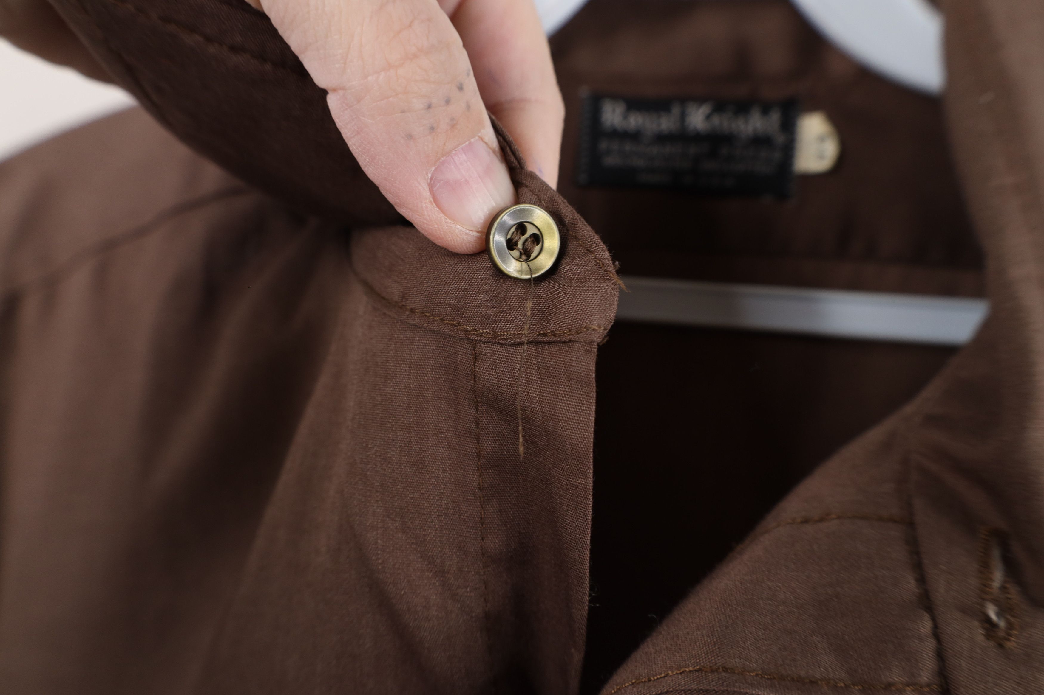 Vintage Vintage 70s Streetwear Faded Collared Button Shirt Brown USA Size US M / EU 48-50 / 2 - 7 Thumbnail