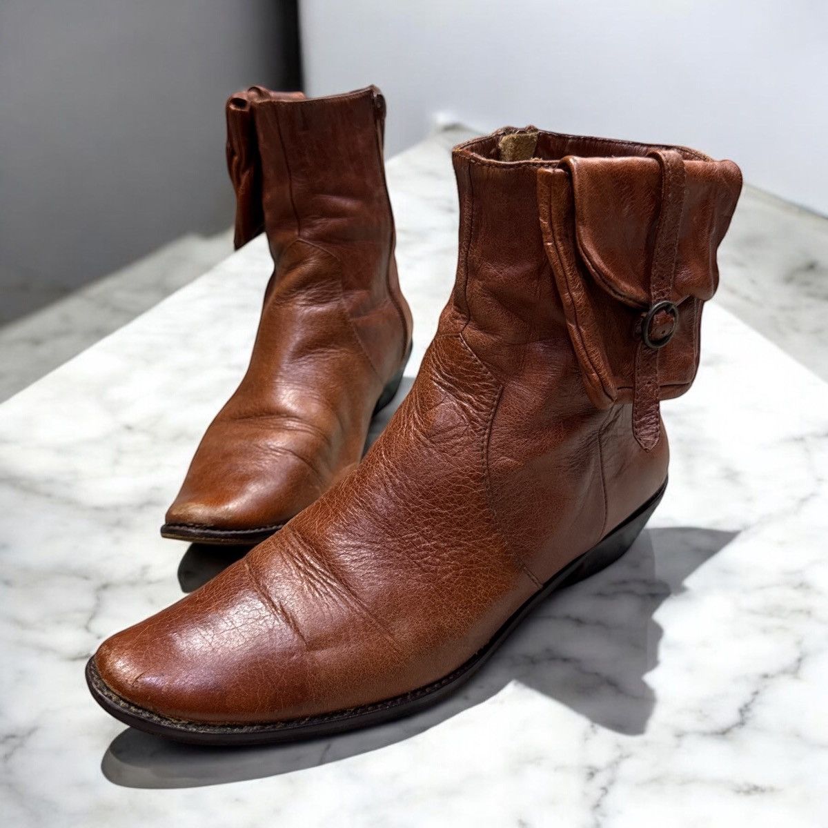 Issey Miyake TSUMORI CHISATO WALL LEATHER ANKLE BOOTS M Size US 6.5 / IT 36.5 - 1 Thumbnail