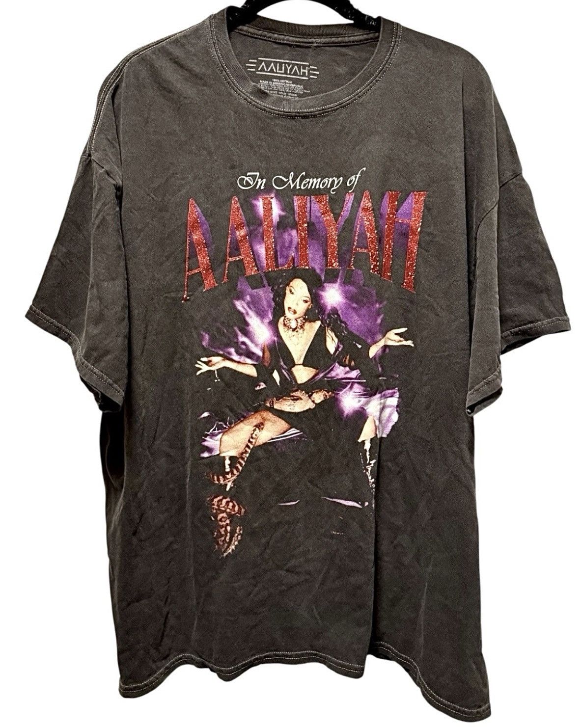 Other AALIYAH Aaliyah Black Graphic Pigment Wash Love T-Shirt Size XL / US 12-14 / IT 48-50 - 1 Thumbnail