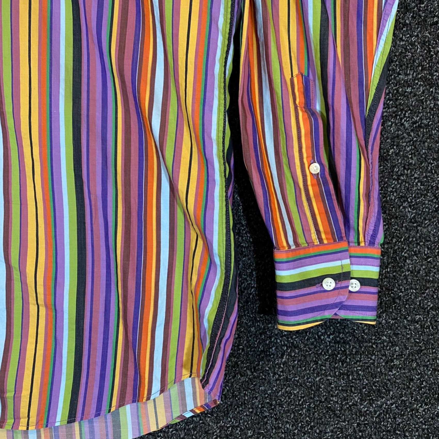 Etro ETRO Milano Shirt Mens 42 Multicolor Striped Button Up Outdoors L/S Italy Dress Size 42R - 3 Thumbnail