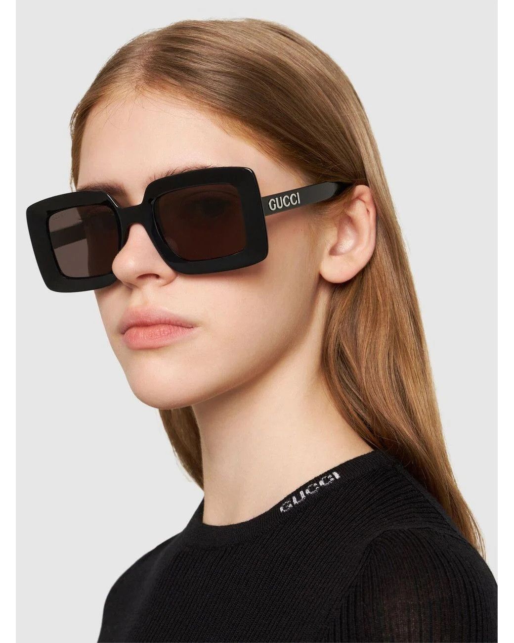 Gucci NEW Gucci GG1718S 001 Black Grey Women Square Sunglasses Size ONE SIZE - 11 Thumbnail