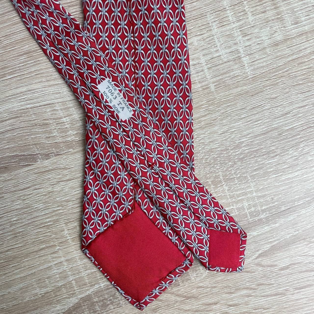 Hermes Hermes Paris Silk Tie 7063 TO Chains Red Size ONE SIZE - 4 Thumbnail