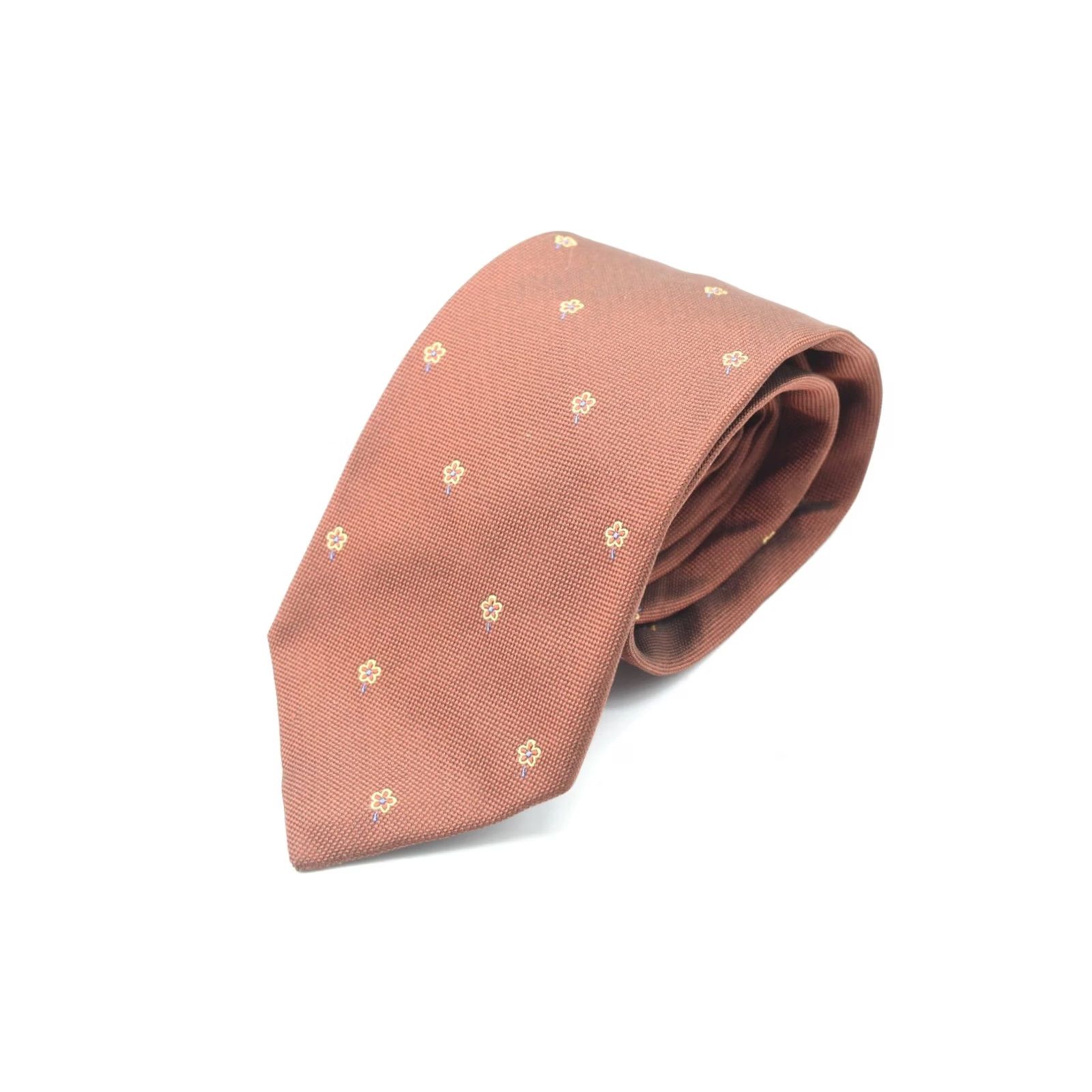 Vintage BOGGI Milano Neck Tie Mens Orange Mini Floral 100% Silk Classic Size ONE SIZE - 2 Thumbnail