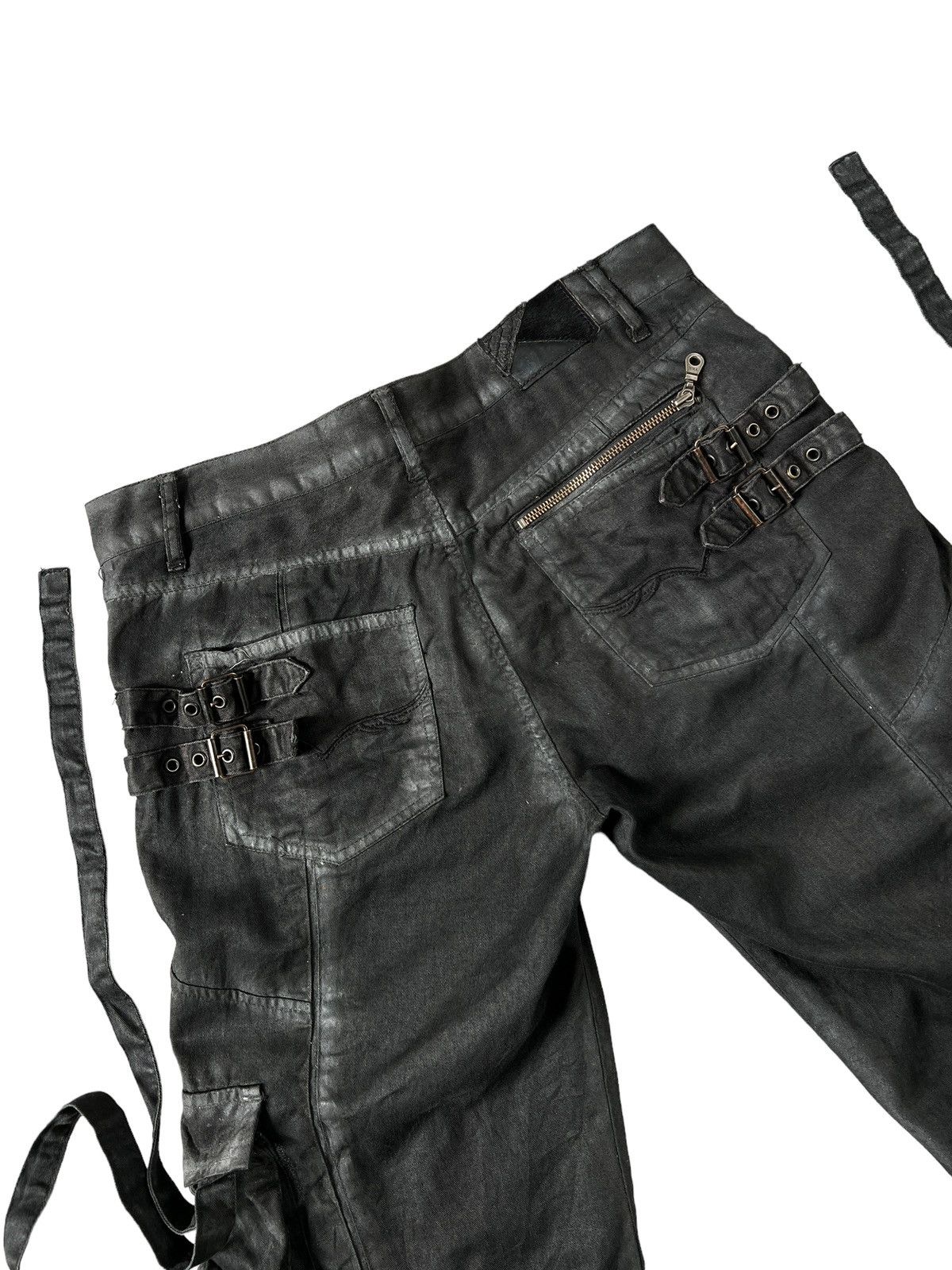 GOSTAR DE FUGA Fuga Black Smoke Bondage Flare Cargo Pants Size US 33 - 9 Thumbnail