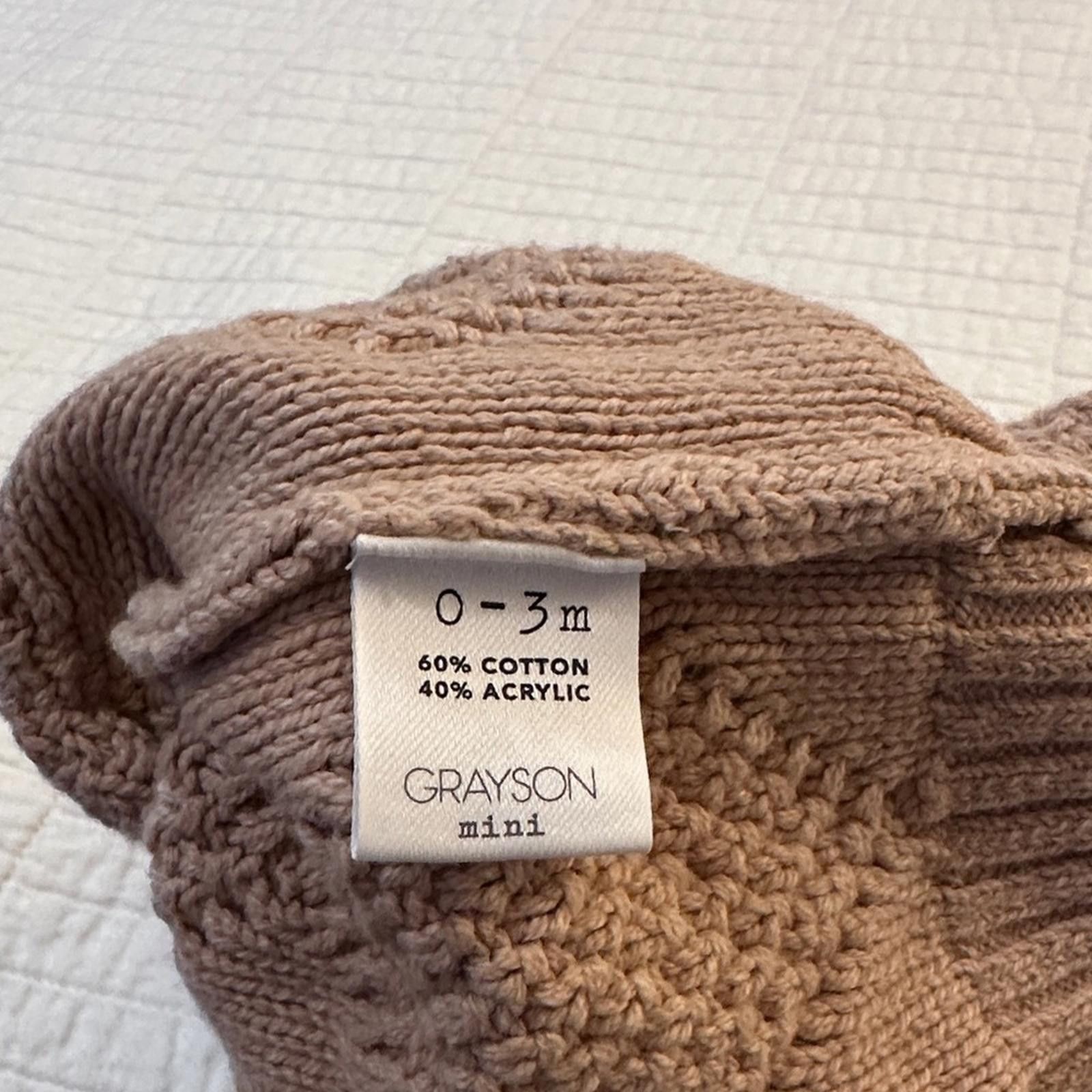 Other Grayson Mini Cozy Cable Knit Sweater Baby 0-3 mo Burts Bees Size US XXS / EU 40 - 4 Thumbnail