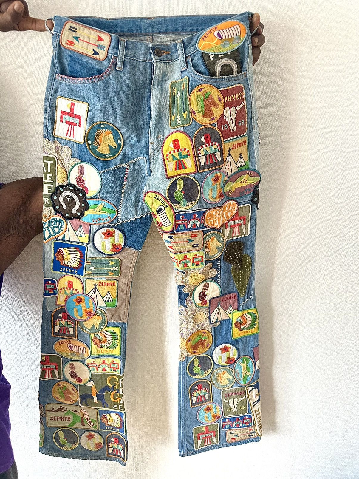 Kapital Kapital 12.5oz 5 Pocket Rat Flared (BEAUTIFUL WORLD INSANE) Size US 32 / EU 48 - 11 Thumbnail