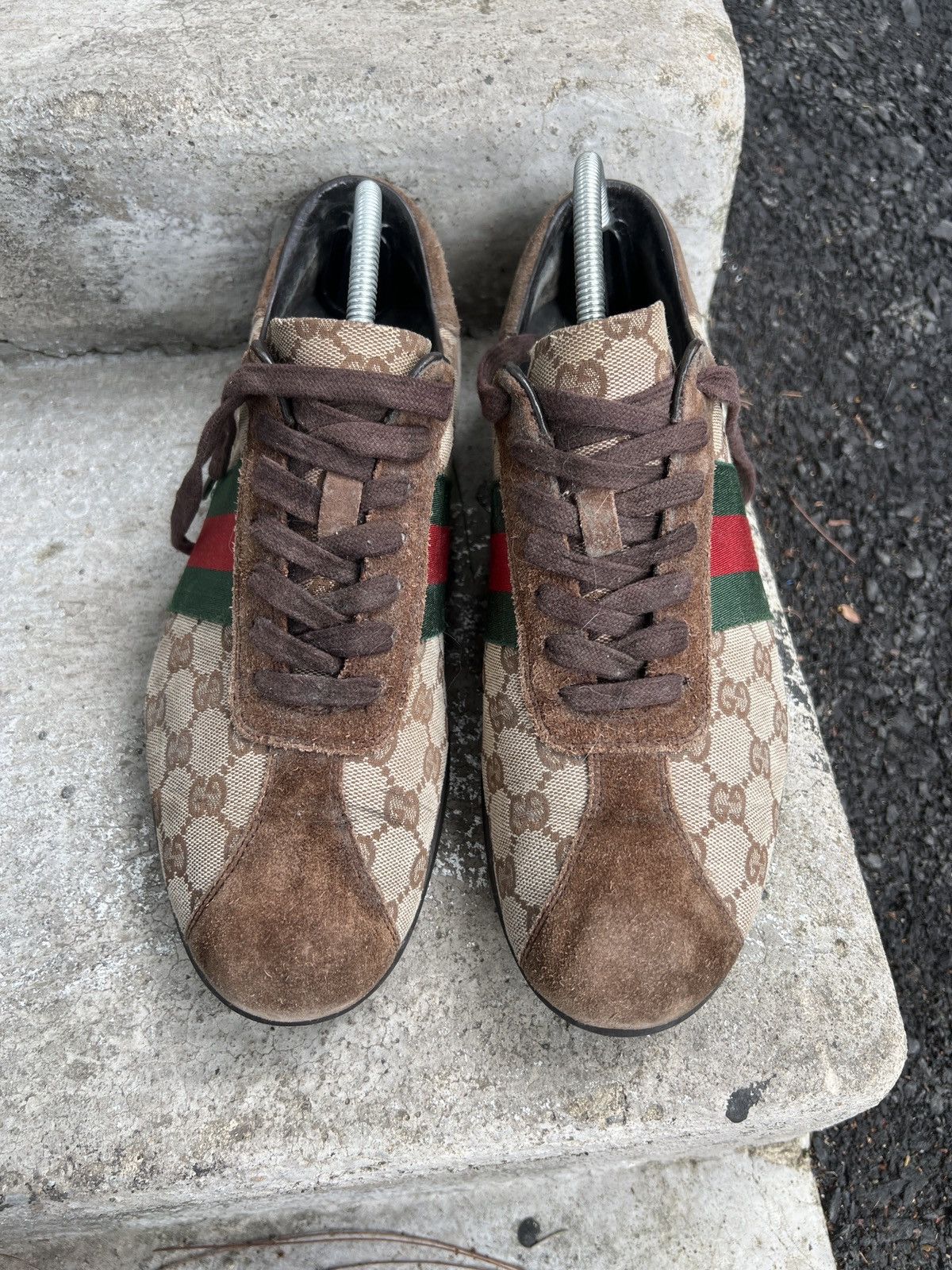Gucci Vintage Gucci GG Guccissima Green Red 117711 Size US 7 / EU 40 - 4 Thumbnail