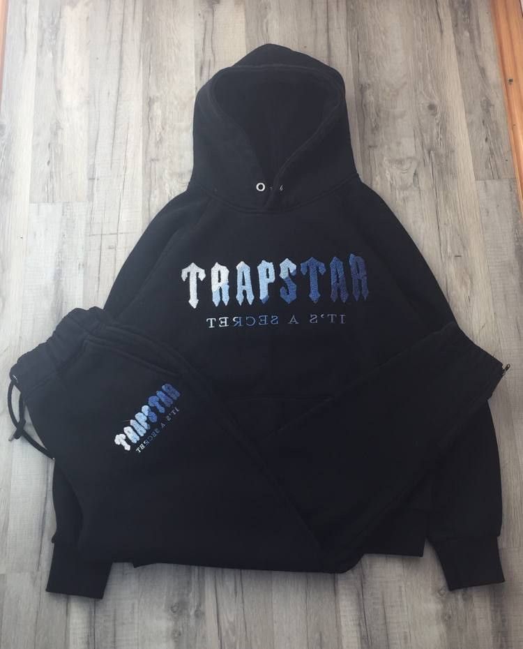 Trapstar Tracksuit Black Size Small Blue Logo