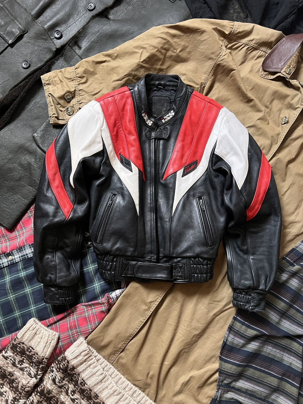 Other Vintage IXS Leather Moto Flame Jacket Size L / US 10 / IT 46 - 4 Thumbnail