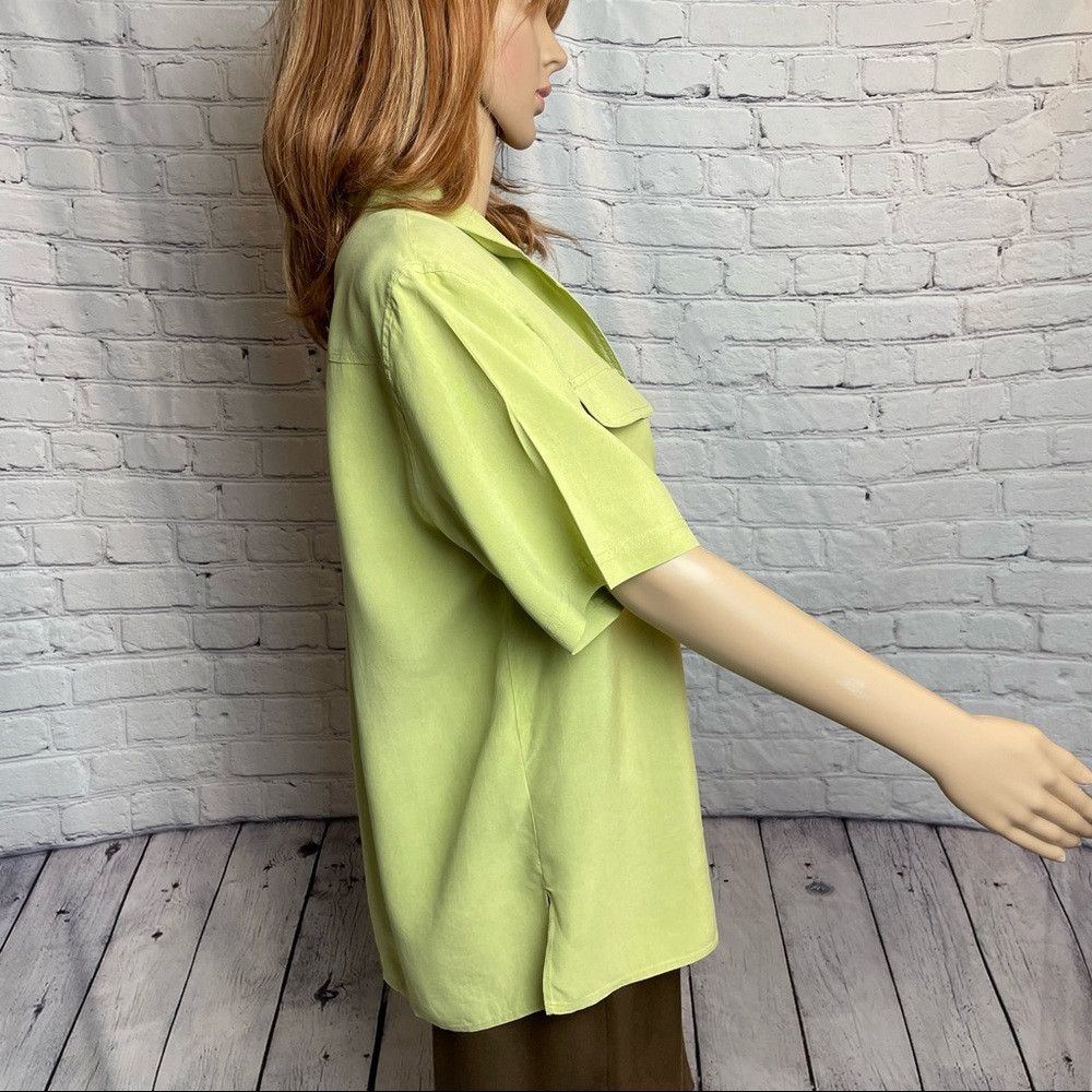 Other Vintage Silk Ncounter Light Green Short Sleeve Button Blous Size M / US 6-8 / IT 42-44 - 3 Thumbnail