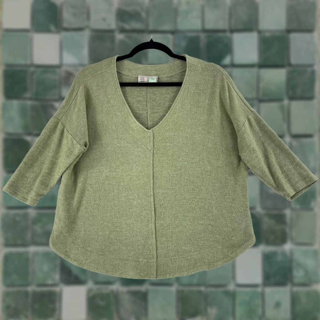 Anthropologie Anthropologie Georgie Shirt Womens XS Green V-Neck 3/4 Sleeve Knit Casual Shirt Size XS / US 0-2 / IT 36-38 - 1 Thumbnail