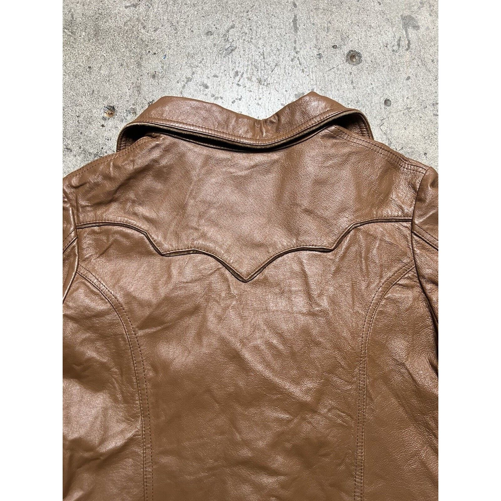 Designer Alan Michael Leather Heartneck Jacket Brown Fitted Size S Size S / US 4 / IT 40 - 8 Thumbnail