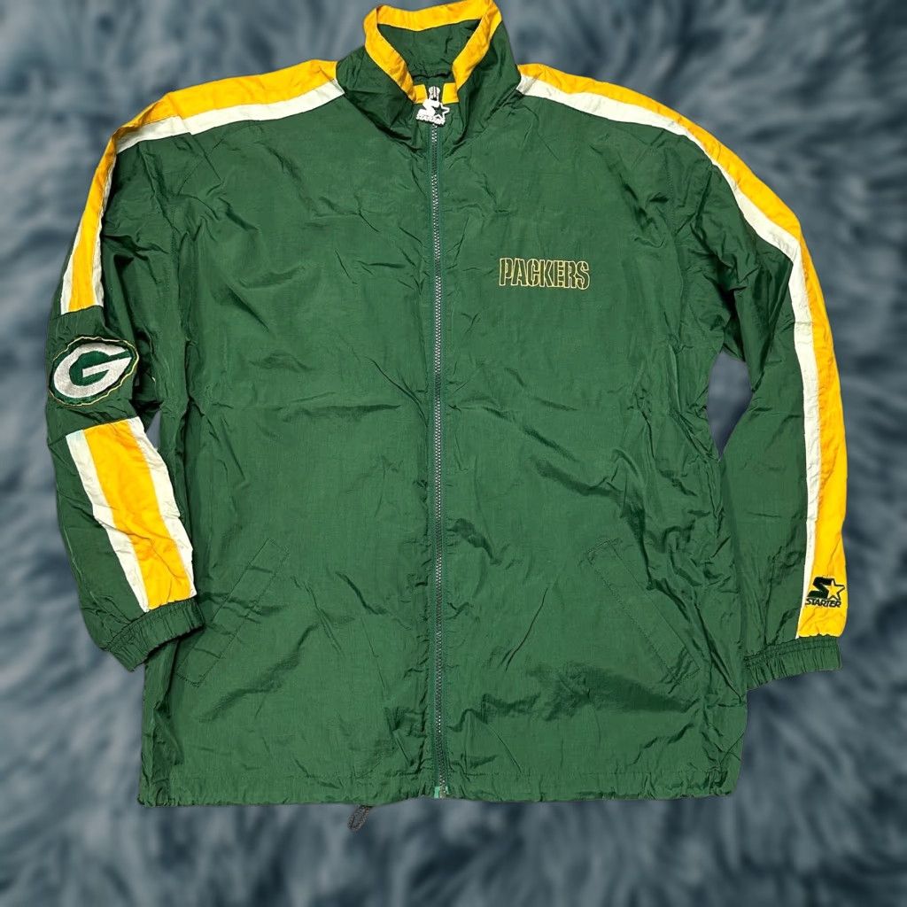 Starter VINTAGE Starter Green Bay Packers Nylon Windbreaker Jacket Mens Large Green 90s NFL Sports Windbreaker Coat Size US L / EU 52-54 / 3 - 1 Thumbnail