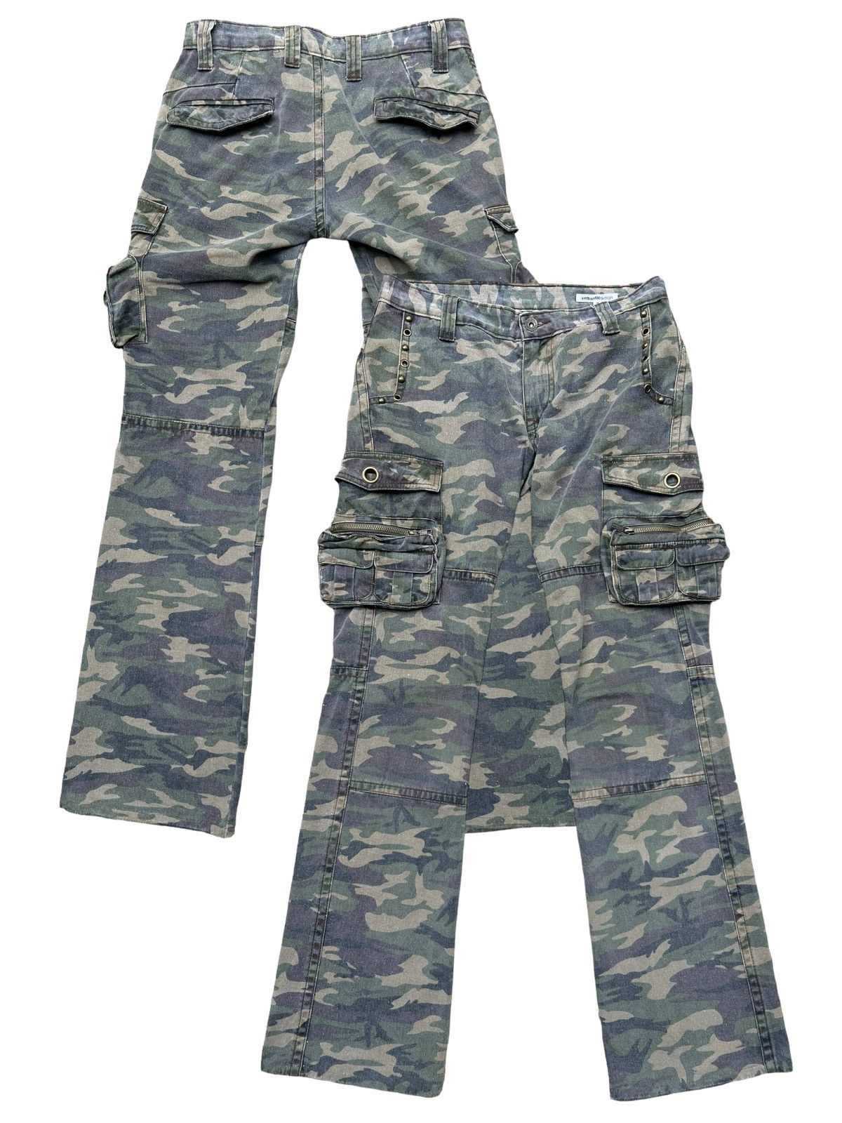 semanticdesign SD Flare Japan Multipocket Camo Lowrise Pants 31x33 Size US 31 - 1 Thumbnail