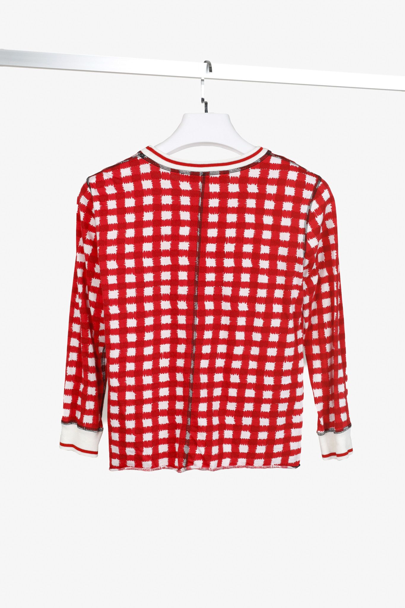 Marni Marni Red Pink Check Varsity Knit Trim Top Size M / US 6-8 / IT 42-44 - 2 Thumbnail